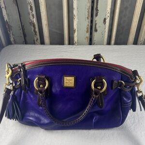 Dooney & Bourke Stanwich Satchel Purple Toledo Leather. RARE.